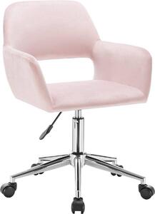Sedia da ufficio Bolt Edge - Velluto rosa - Sedia ergonomica con braccioli e rotelle - Regolabile in altezza - Per adulti