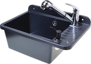 Lavello 505 mm Lavello con miscelatore monocomando estraibile Granito Nero