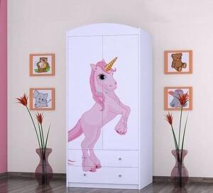 BDW Armadio, 2 ante, 2 cassetti, guardaroba, 180x90 cm, bianco