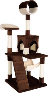 Tiragraffi lionto, elegante albero per gatti da 133 cm con copertura in peluche, robusti paletti in sisal e versatili aree di riposo, marrone/beige