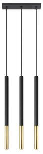 Lampada a sospensione MOZAICA 3L nero/oro 3xG9 8W acciaio 90x5x30cm Sollux Lighting