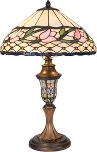 Clayre & Eef Lampada da tavolo Tiffany Ø 40x60 cm Beige Fiore di vetro rosa