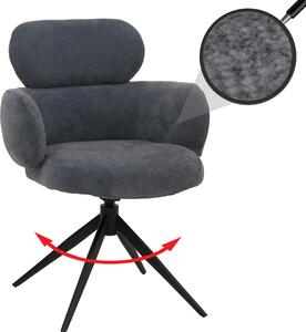 Sedia da pranzo HWC-O77, sedia da cucina imbottita, girevole a ritorno automatico, tessuto (310g/m²) ciniglia Oeko-Tex ~ grigio-blu