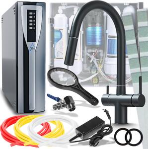 Rubinetto da cucina Ari Slender a 3 vie estraibile con valvola in Vetroceramica nero opaco