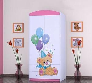 BDW Armadio, 2 ante, 2 cassetti, guardaroba, 180x90 cm, rosa