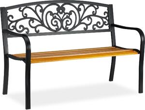Panca da giardino relaxdays 10030990_0 nero/marrone in metallo 127,0 cm