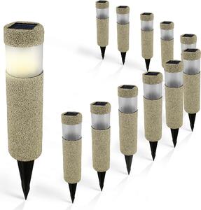 DEUBA® Lampada Solare da Esterno Set da 12 LED Protezione IP44 Sensore Crepuscolare Luce Sentiero Balcone Giardino