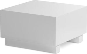 Tavolino monoblocco 60x60x35 cm bianco lucido, tavolo da soggiorno cubo quadrato, tavolo pieghevole di design, tavolino da salotto a forma di cubo | Wohnling