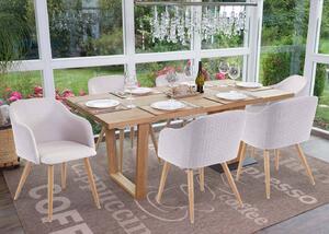 Set di 6 sedie per sala da pranzo HWC-D71, sedia da cucina, design retrò, braccioli in tessuto/tessuto ~ grigio chiaro