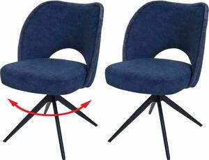 Set di 2 sedie per sala da pranzo HWC-N72, sedia da cucina imbottita, girevole a ritorno automatico, tessuto/tessuto (420g/m²) Oeko-Tex ~ blu