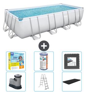 Piscina rettangolare Bestway Power Steel - 549 x 274 x 122 - Grigio - compresa pompa - scala - copertura pacchetto manutenzione - filtro - pavimento in piastrelle