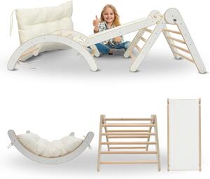 MAMOI® struttura per arrampicata triangolo interno 4 in 1 SET. Arco di arrampicata Montessori con tappetini, parco giochi indoor 1-3 anni e scivolo per bambini