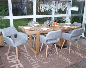 Set di 6 sedie per sala da pranzo HWC-A50 II, sedia da cucina, design retrò anni '50 ~ tessuto, grigio cemento vintage, gambe leggere
