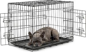 Gabbia da trasporto per animali lionto, gabbia pieghevole in metallo con parete divisoria, base in plastica e chiusura di sicurezza, 76x49x56 cm