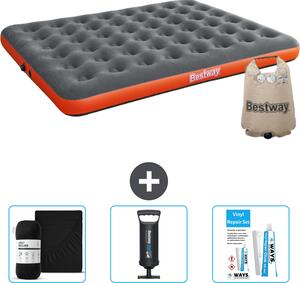 Materasso gonfiabile Bestway - 2 persone - 152 x 203 x 22 cm - grigio/arancio - accessori inclusi