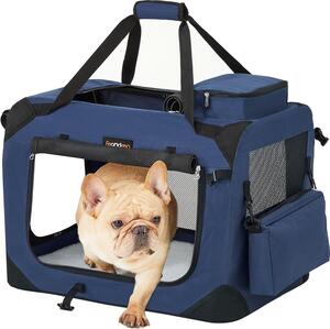 Feandrea cassa pieghevole per cani, box per trasporto cani, M, borsa per cani, tessuto Oxford, tessuto a rete, traspirante, portatile, struttura in metallo, con maniglie, tasche