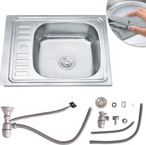 58x48CM Lavello da incasso angolare in acciaio inox con ripiano a destra Lavello cucina Lavello
