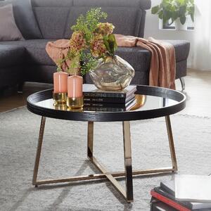 Tavolino di design rotondo ø 78 cm oro scuro con vetro a specchio | Wohnling
