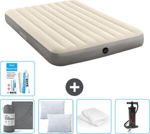 Intex Airbed - 2 persone - 152 x 203 x 25 cm - Beige - lenzuolo incluso - bacio - pompa - set di riparazione e protezione per cuscini