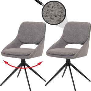 Set di 2 sedie per sala da pranzo HWC-N73, sedia da cucina, girevole con ritorno automatico, tessuto/textile boucle (540g/m²) Oeko-Tex ~ grigio
