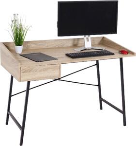 Scrivania MCW-J97, scrivania da ufficio e da computer, cassetto con struttura 3D 98x114x60 cm, certificata MVG ~ effetto rovere