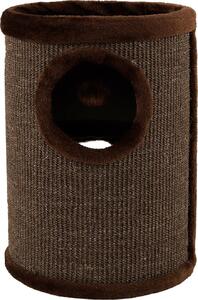 Torre tiragraffi per gatti lionto, botte tiragraffi in sisal da 50 cm con 2 entrate e lettino, robusta e salvaspazio, marrone