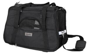 Borsa da trasporto per animali domestici lionto, sicura e confortevole, con finestre a rete, cuscino reclinabile e possibilità di trasporto, pieghevole e facile da pulire, nera