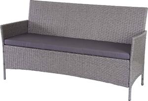 Panca da giardino a 3 posti in poly-rattan Halden, panca ~ grigio, cuscini antracite