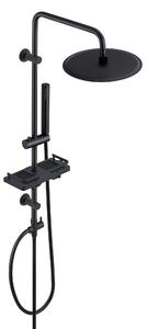 JOHO Sistema doccia a pioggia con mensola, set doccia in acciaio inox senza rubinetto con soffione XL rotondo D25cm nero