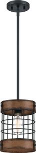 Lampada a sospensione Langston Nero / Legno da fienile per 1 sorgente luminosa