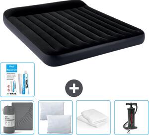 Lettino Intex - 2 persone - 183 x 203 x 25 cm - Blu scuro - Consegna inclusa Lenzuolo di ricambio - Bacio - Pompa - Set di riparazione e protezione per il cuscino