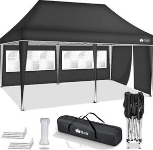 Gazebo tillvex 3x6m - con 3 pannelli laterali antracite impermeabile | gazebo pop-up pieghevole regolabile in altezza | tenda da giardino protezione UV 50+ | tenda da festa con borsa per giardino