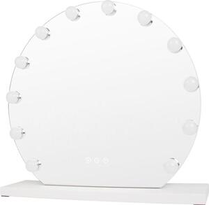 UNIQ London Specchio da trucco rotondo con 12 luci LED e funzione touch - Bianco