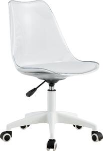 Sedia girevole con schienale trasparente - regolabile in altezza, imbottitura in PU, rotelle scorrevoli per spostamenti sicuri. Design minimalista