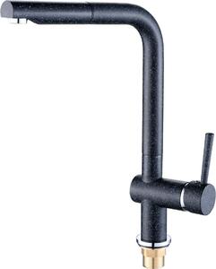 Miscelatore da cucina Laveo Luna BLZ_769D in granito nero con doccetta estraibile, monocomando con testa in Vetroceramica, installazione semplice, funzione ECO