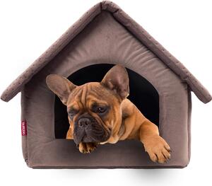 Elegante grotta per cani, cuccia per cani | dimensioni XL: 44 x 55 x 43 cm | colore: velluto marrone | casa per cani di media e grande taglia | casa per gatti, grotta per gatti