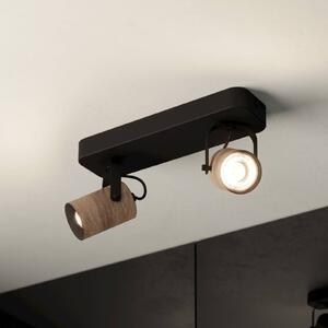 EGLO Faretto da soffitto Cayuca, decoro nero/legno, 2 luci