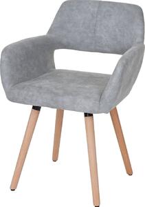 Sedia da sala da pranzo HWC-A50 II, sedia da cucina, design retrò anni '50 ~ tessuto, vintage grigio cemento, gambe leggere