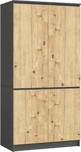 Akord Armadio 4 Ante Grafite/Rovere Artisan 90X51X180 Cm