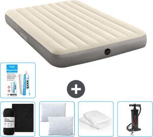 Intex Airbed - 2 persone - 152 x 203 x 25 cm - Beige - lenzuolo incluso - bacio - pompa - set di riparazione e protezione per cuscini