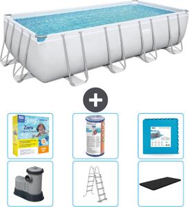 Piscina rettangolare Bestway Power Steel - 549 x 274 x 122 - Grigio - compresa pompa - scala - copertura pacchetto manutenzione - filtro - pavimento in piastrelle