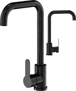 Granitan | STEEL - Miscelatore da cucina - Orientabile a 360° - Effetto granito - Nero - Acciaio inossidabile - Carica in Vetroceramica