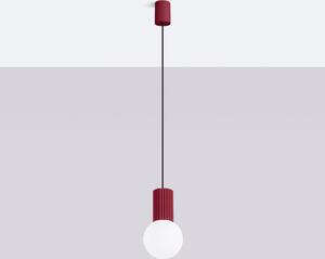 Lampada a sospensione SFERA bordeaux e bianca 1xG9x8W in alluminio, dimensioni: 120x12x12 cm, IP20, Pure Lume