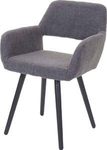 Sedia da sala da pranzo HWC-A50 II, sedia da cucina, design retrò anni '50 ~ tessuto, grigio, gambe scure