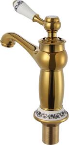 Rubinetteria da bagno antica - Rubinetto per lavabo - Monocomando - Montaggio a parete - Ottone - Cartuccia in Vetroceramica - 7,57 l/min - Oro