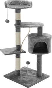 CADOCA Albero Tiragraffi 112 cm 3 Piattaforme 1 Cuccia per Gatti 2 Palline 1 Corda da Gioco Affila Unghie Gatto