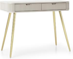 Tavolino da toilette, gambe in oro cashmere - Tavolino da toilette con 2 cassetti, stile moderno e alla moda
