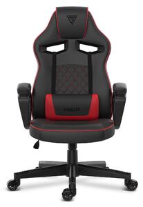 SENSE7 Knight Sedia da gioco in Pelle finta nera e rossa - Sedia da ufficio ergonomica Sedia da scrivania per PC Sedia da gaming Funzione oscillante Gamer 120 kg
