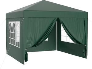 Padiglione Wiltec 3 x 3 m in verde con protezione UV 50+, padiglione da giardino con lati rimovibili, tenda per feste con finestre, ad esempio per terrazze e festival