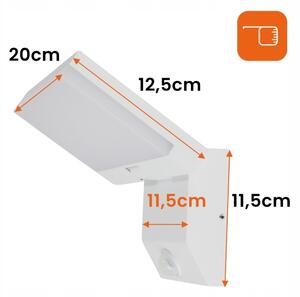 Lampada da parete esterna LED con sensore, 18W/230V, IP44, bianca